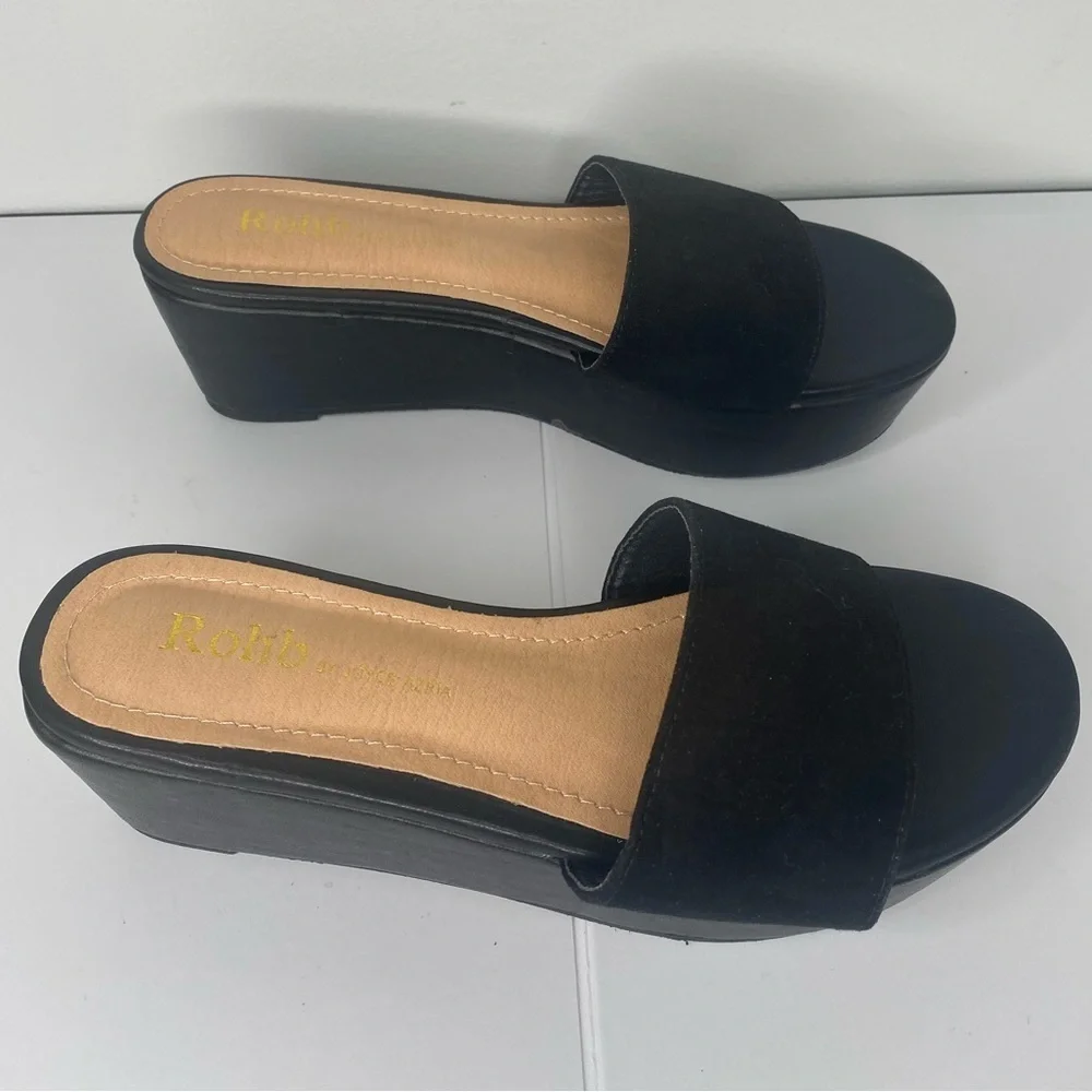 Nordstrom ROHB by Joyce Azria Black Women's Wedge Sandals Worn Once